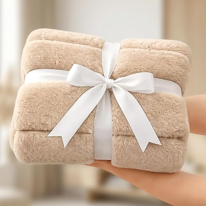 Cozy Bliss Deluxe Sheared Rabbit Faux Fur Throw Blanket, Soft Fuzzy High-Low - Image 4