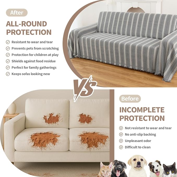 Boho Sofa Covers for 3 Cushion Couch, Couch Cover for Dogs, Loveseat Cover Soft - Image 2