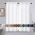 OVZME Pure White Short Curtains 45 Inch Length 2 Panels Set, Solid Thermal by OVZME
