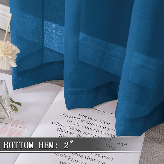 Tollpiz Sheer Curtains Linen Textured Bedroom Curtain Sheers Light Filtering - Image 4