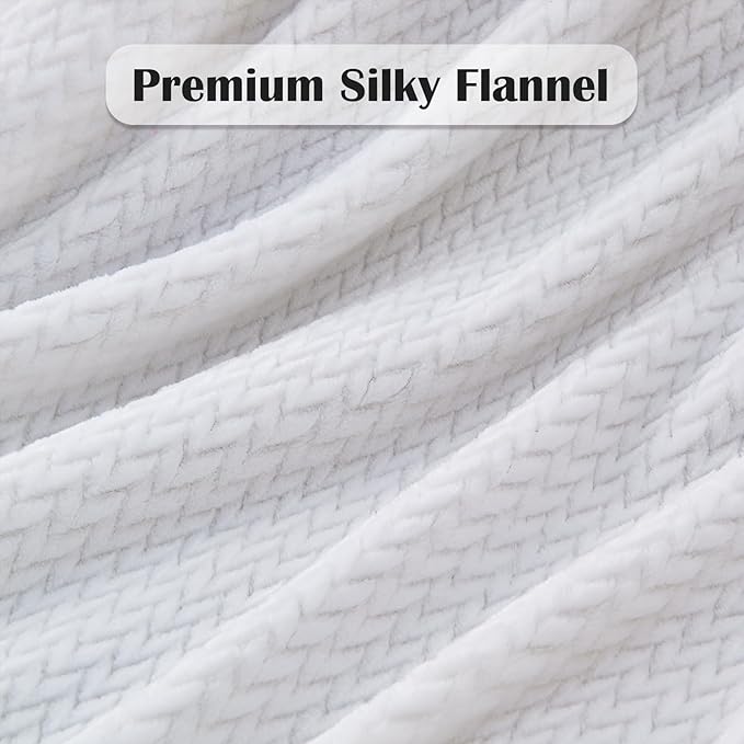NEWCOSPLAY Super Soft Throw Blanket White Premium Silky Flannel Fleece Leaves - Image 5