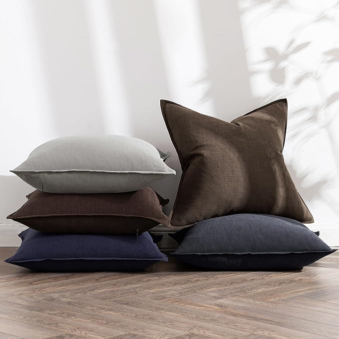 MIULEE Decorative Linen Pillow Covers 20x20 Inch Light Gray ​Boho Farmhouse​ - Image 5