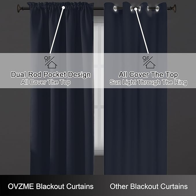 OVZME Denim Blue Blackout Curtains - Image 6