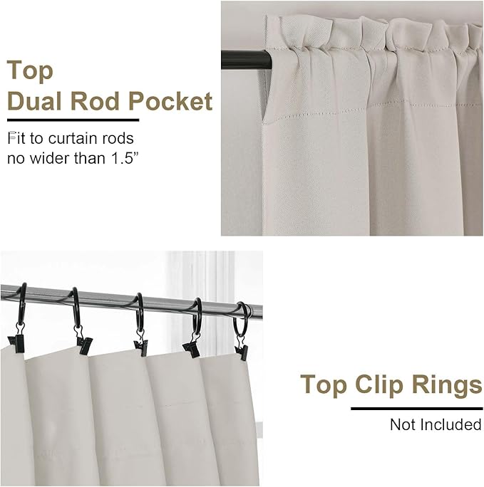 OVZME Natural Room Darkening Curtains - Image 4