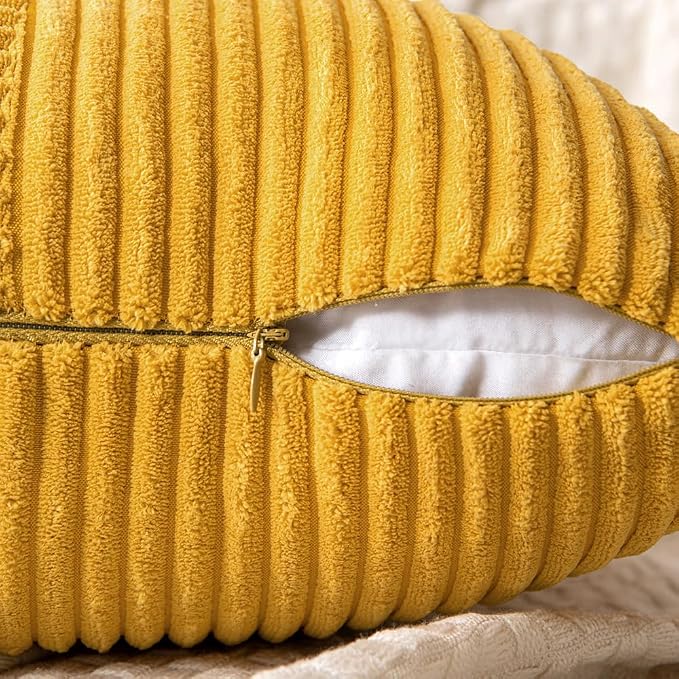 MIULEE Mustard Yellow Decorative Lumbar Throw Pillow Covers 12x20 Inch - Image 3