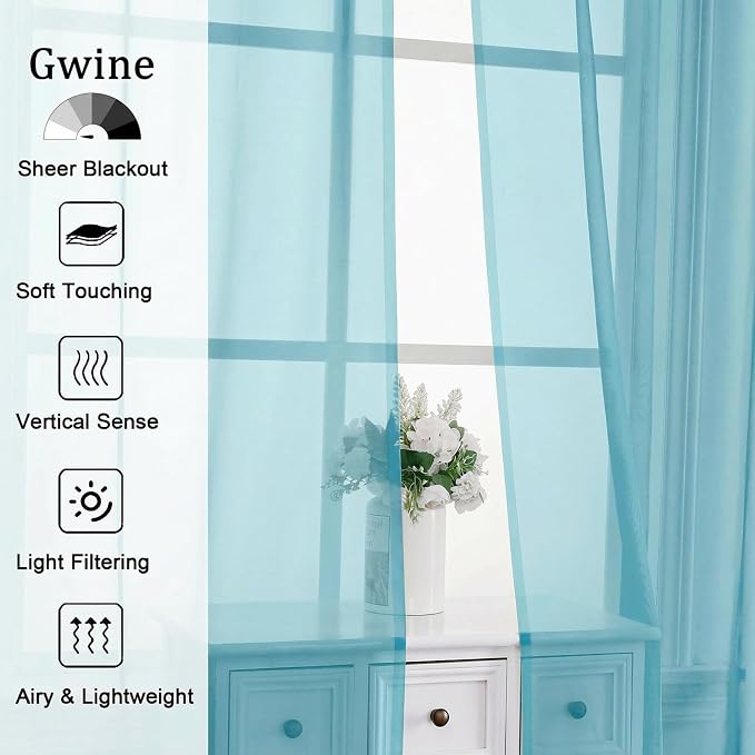 Gwine Sheer Curtains for Bedroom 54 inches Long - Image 4