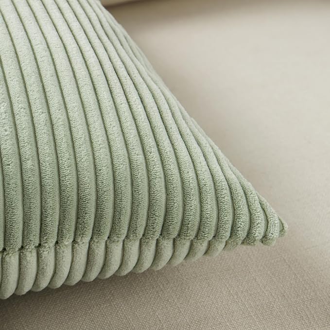 Fancy Homi 2 Packs Sage Green Euro Decorative Throw Pillow Covers 28x28 Inch - Image 5