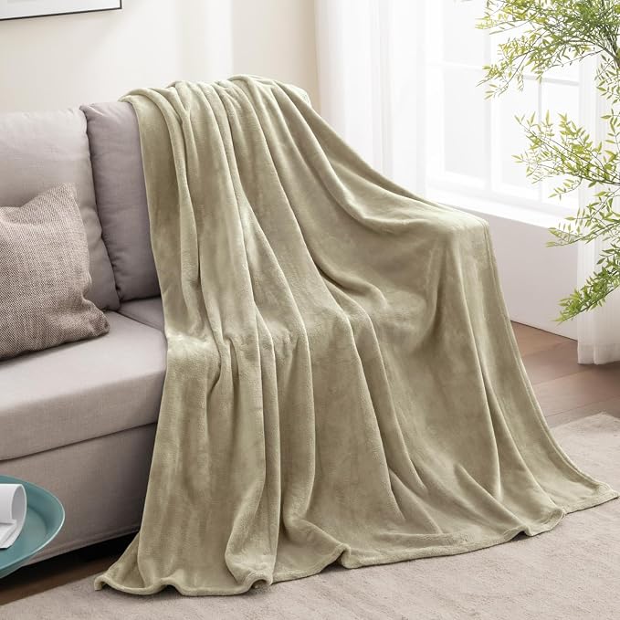 BEDELITE Fleece Blanket Oat Linen Throw Blankets - Image 5