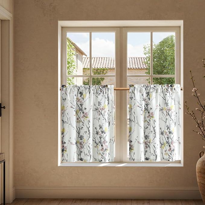 Leeva Cafe Curtains 36 Inch Length, Light-Filtering Bedroom Half Curtains by Leeva