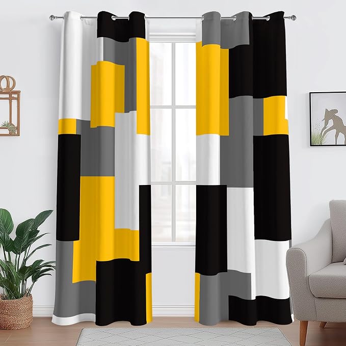 Tyrot Yellow 100% Blackout Curtains - Image 2