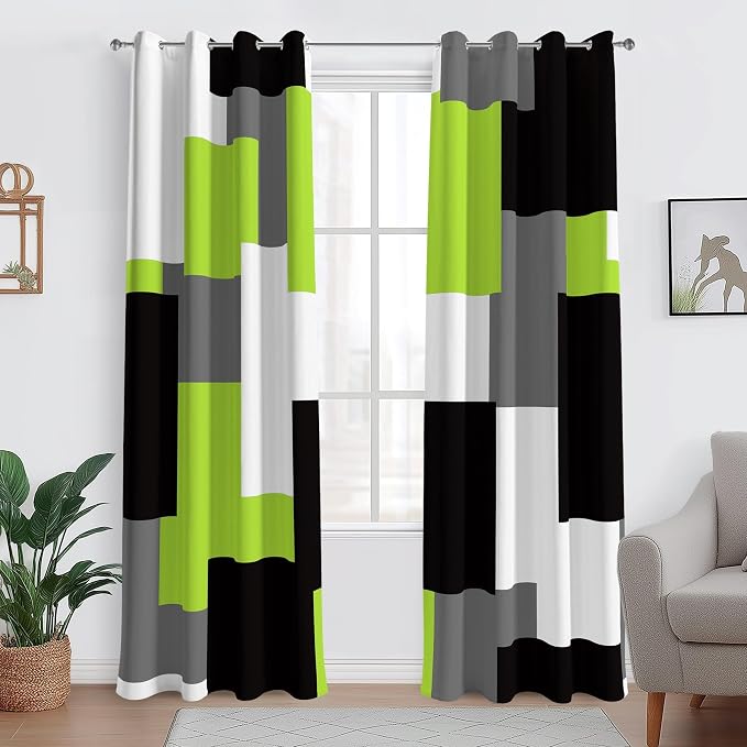 Tyrot Lime Green 100% Blackout Curtains - Image 2