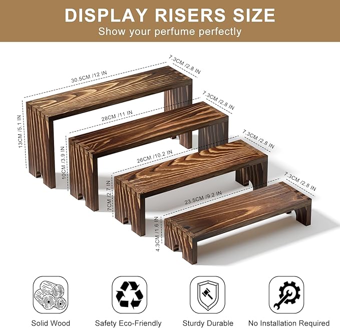 4 Set Wooden Tiered Riser Display Stands - Image 8