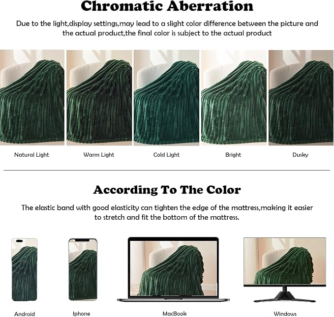 NEWCOSPLAY Super Soft Queen Blanket Dark Green Premium Silky Flannel Fleece 3D - Image 6
