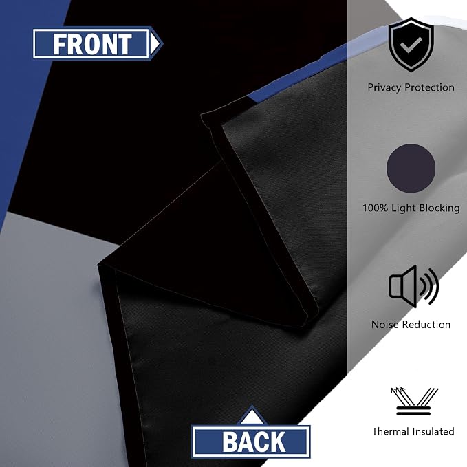 Tyrot Navy Blue Grey 100% Blackout Curtains - Image 5