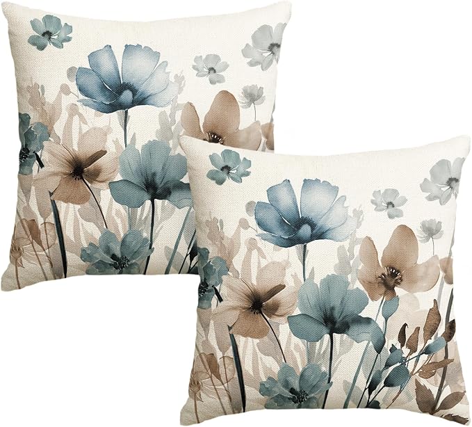 AVOIN colorlife Poppy Flowers Chinoiserie Throw Pillow Covers, 18 x 18 Inch by AVOINcolorlife