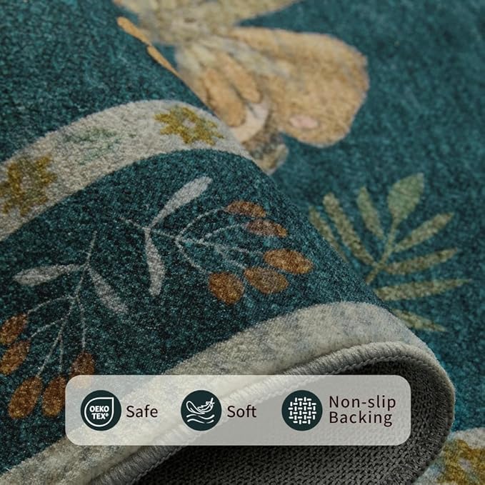 Rugxara 3x5 Rug for Entryway Bedroom, Floral Vintage Retro Boho Throw Rug - Image 4