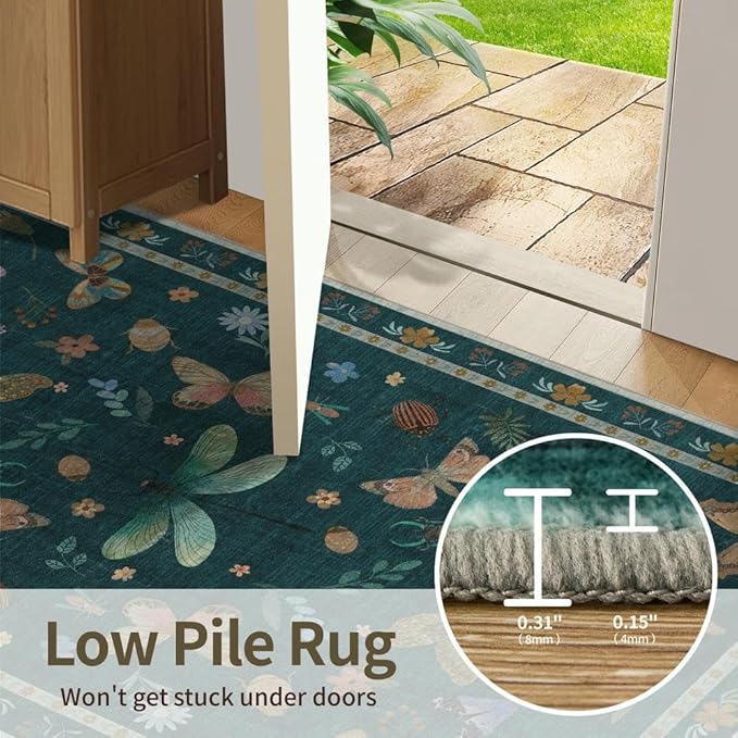 Rugxara 3x5 Rug for Entryway Bedroom, Floral Vintage Retro Boho Throw Rug - Image 6