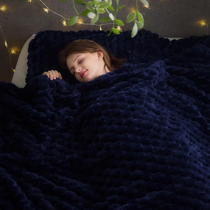 NEWCOSPLAY Super Soft King Blanket Dark Navy Premium Silky Flannel Fleece 3D by NEWCOSPLAY