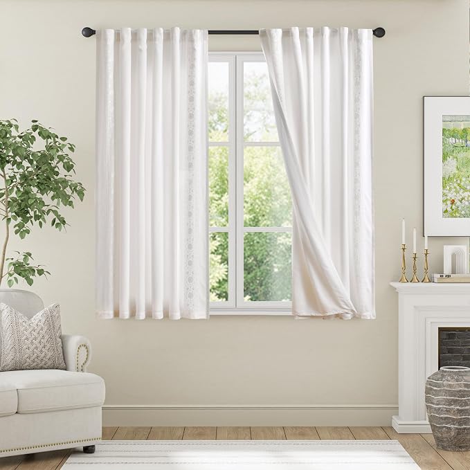 jinchan Weslie White Linen Curtains - Image 3