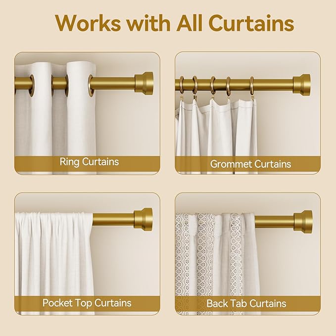 YaFex Curtain Rods 2 Pack 32-58 Inch, Heavy Duty 1 Inch Curtain Rod, Modern - Image 5