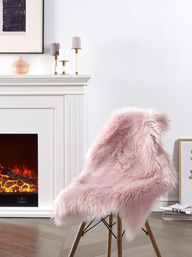 SERISSA Faux Sheepskin Fur Chair Couch Cover Small Fuzzy Area Rug - Image 2