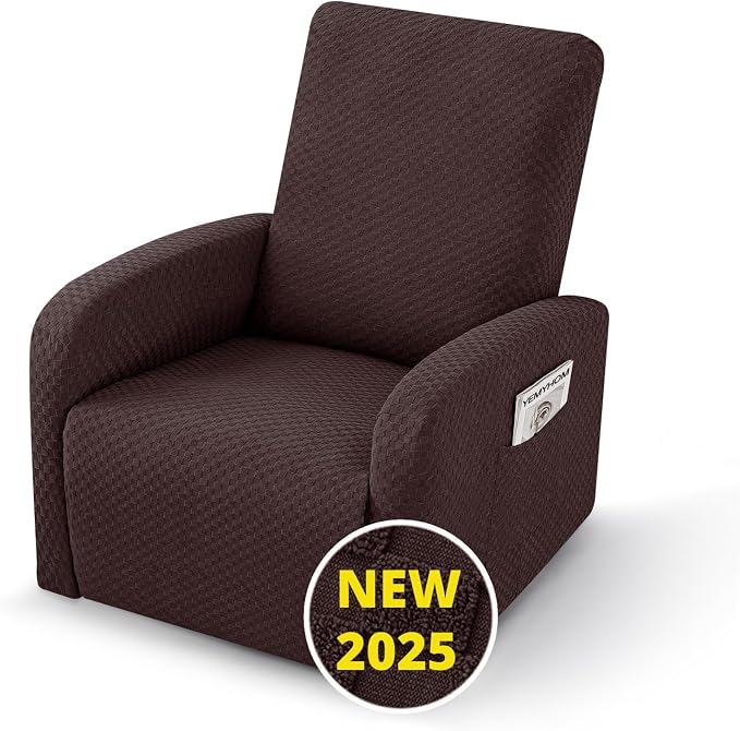 YEMYHOM 3 Pieces Stretch Recliner Slipcover Latest Jacquard Small Recliner by YEMYHOM