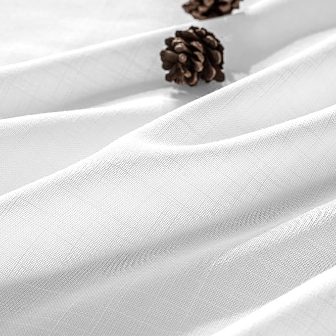 MIULEE White Linen Curtains Short 45 Inch Length 2 Panels - Image 2
