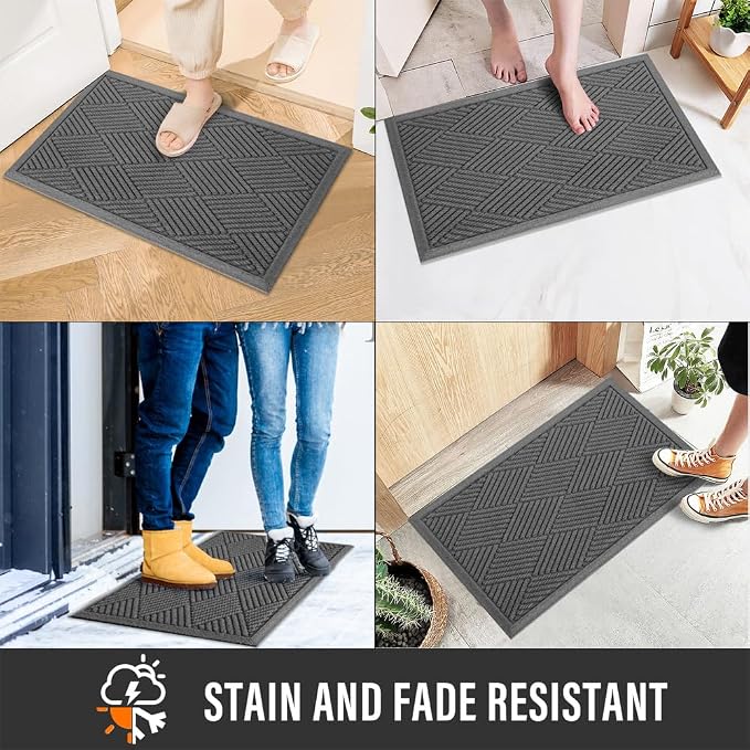 HIYARD Sturdy Front Door Mat, Absorbent Muddy Dirt Resist Welcome Door Mats - Image 5