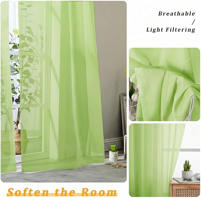 Gwine Sheer Curtains for Living Room 45 inch Length - Image 5