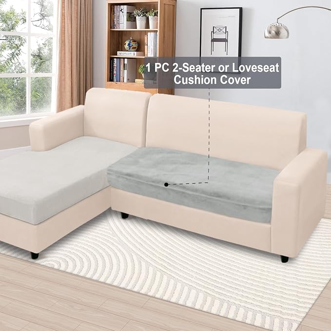 NAISI Couch Cushion Covers 1 Piece Velvet Stretch Loveseat Cover or 2 Seat Sofa - Image 2