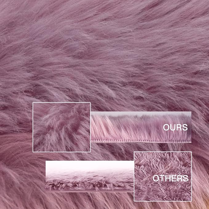 SERISSA Ultra Soft Fluffy Light Purple Faux Sheepskin Fur Shaggy Couch Cover - Image 3