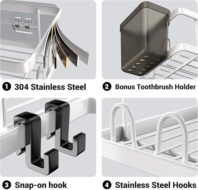 AKTECKE Shower Caddy Corner Organizer Shelf: 2Pack Adhesive Shower Essentials - Image 5