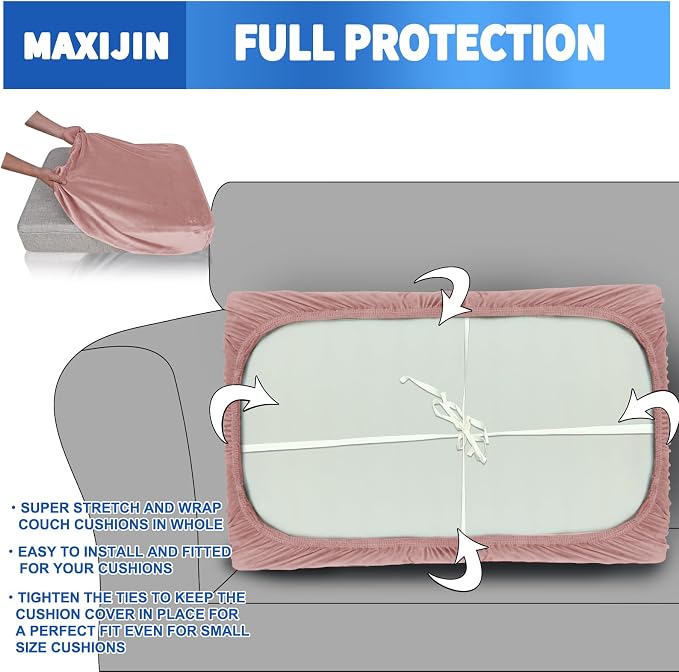 MAXIJIN Velvet Stretch Seat Cushion Covers Couch Cushion Cover - Image 4