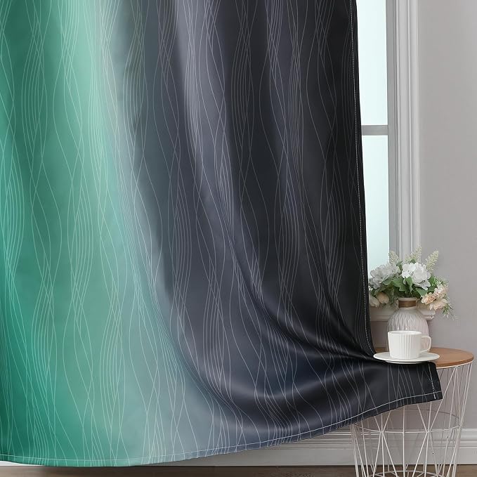 Estelar Textiler Black and Green Ombre Blackout Curtains & Drapes - Image 6