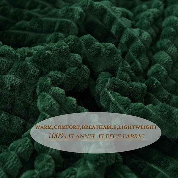 Puncuntex Flannel Fleece Throw Blanket Dark Green 90"×90", Super Soft Plush - Image 3