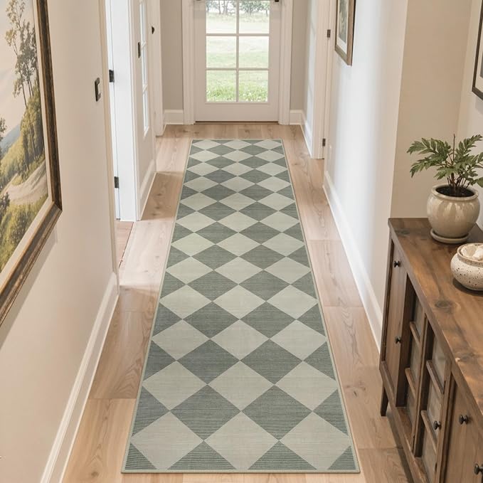 Beeiva Checkered Print Runners for Hallways Non Slip 2.5x12, Moroccan Plaid - Image 9
