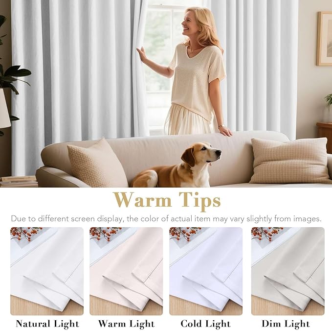 H.VERSAILTEX Thermal Insulated Room Darkening White Curtains - Image 5