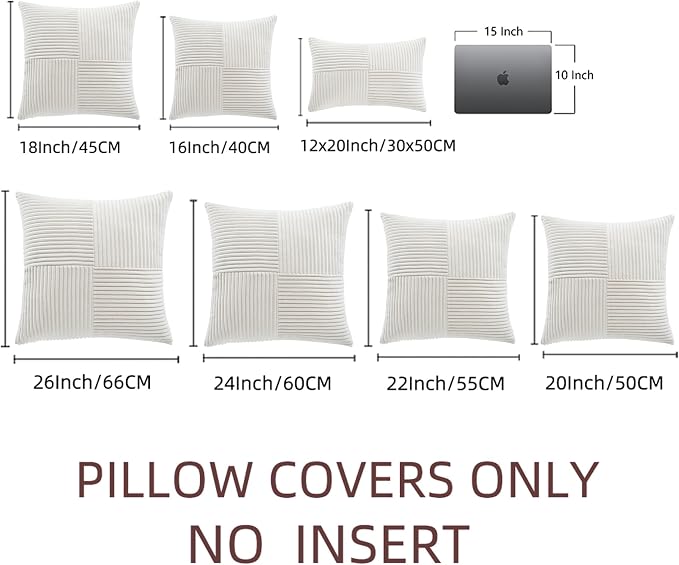 Fancy Homi 2 Packs Cream White Decorative Throw Pillow Covers 18x18 Inch - Image 7