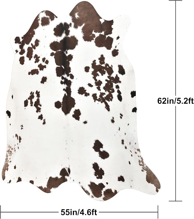 Easycozy Faux Cowhide Cow Print Rug: 4.6 x 5.2 Western Decor Faux Cowhide - Image 2