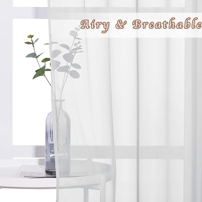 NICETOWN Bedroom Sheer Curtains Light Gray - Image 3