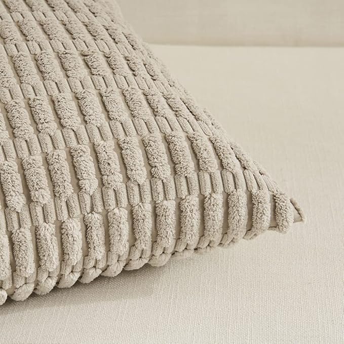 Fancy Homi 4 Packs Taupe Decorative Throw Pillow Covers 26x26 Inch - Image 4