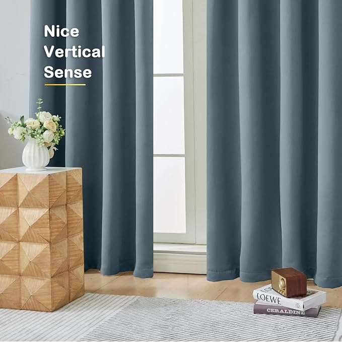 OVZME Stone Blue Short Blackout Curtains - Image 9