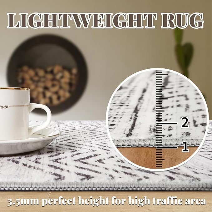 3x5 Washable Entryway Area Rug: Modern Moroccan Small Runner Rug Indoor Soft - Image 5