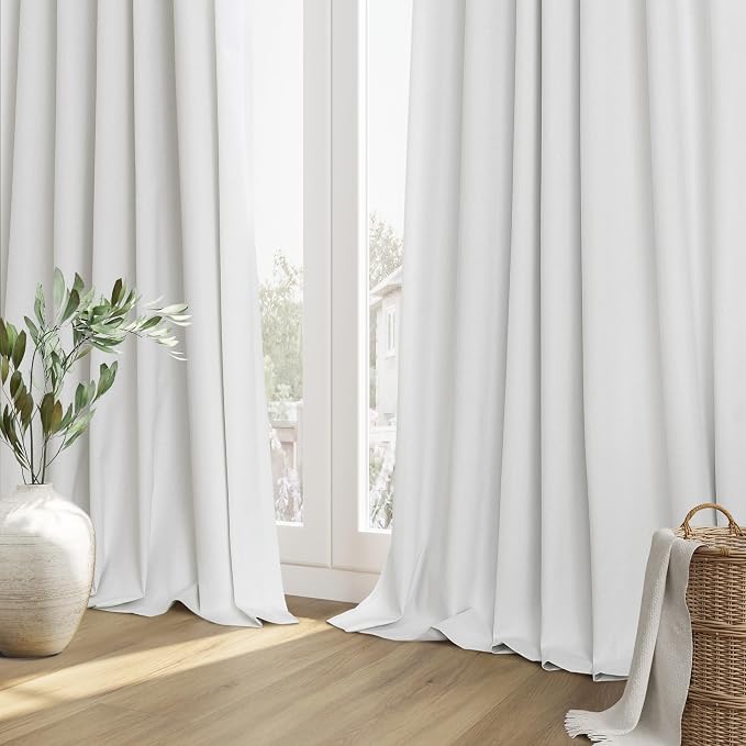 Guken White 100% Blackout Linen Curtains 60 Inch Wide by 90 Inch - Image 8