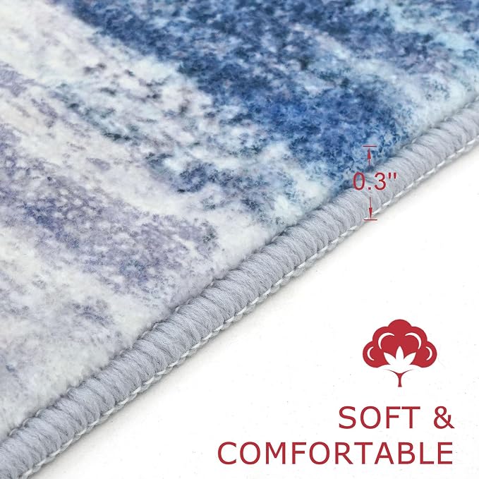 KOZYFLY Modern Abstract Hallway Runner Rug, 2x8 Washable Rug Runner Non-Slip - Image 2