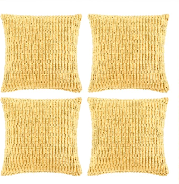 Fancy Homi 4 Packs Yellow Spring Decorative Throw Pillow Covers 18x18 Inch by Fancy+Homi
