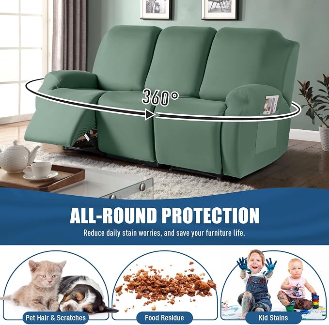 TAOCOCO Recliner Sofa Slipcover, 3 Pieces Polyester Fabric Stretch Sofa Covers - Image 3