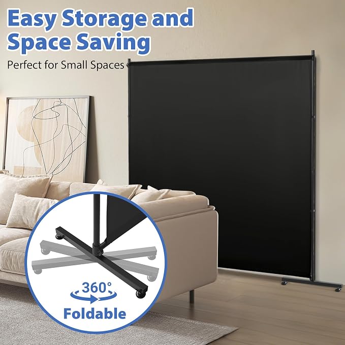 Room Divider, 73x75in Large Single Panel Privacy Screen - Image 6