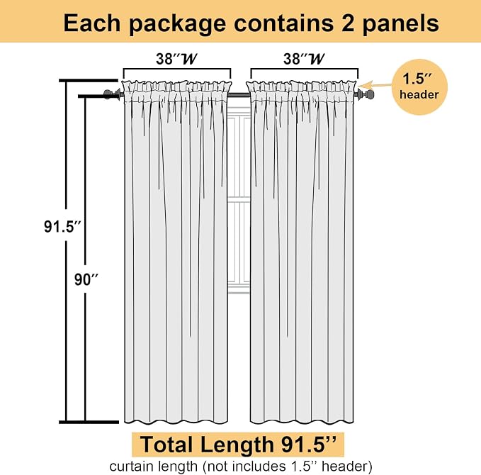 Lecloud Leia Sage Green Sheer Curtains 90 Inch Length 2 Pieces, Breathable - Image 4