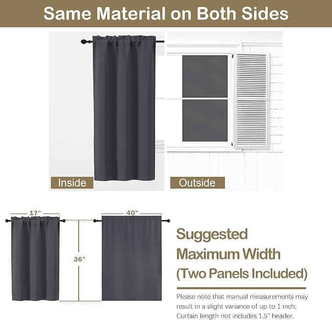 OVZME Charcoal Grey Blackout Curtains - Image 2